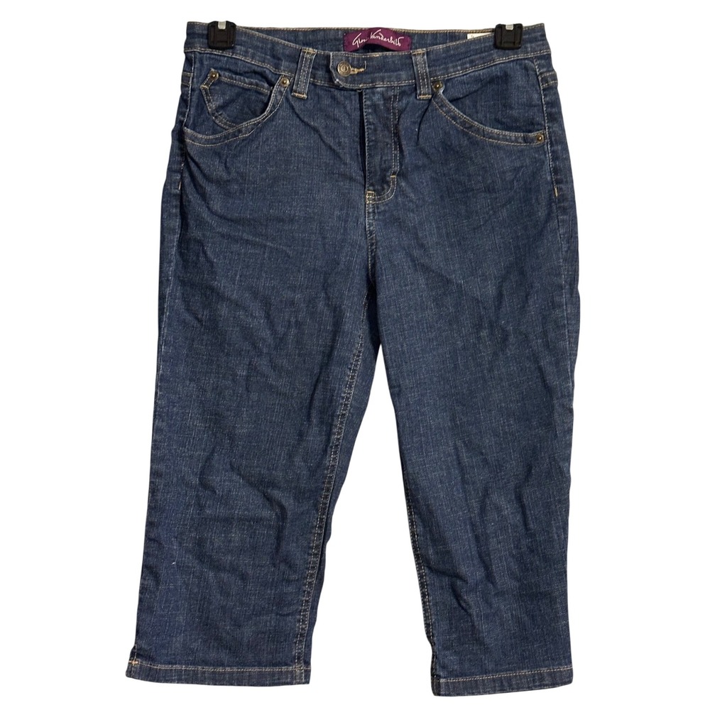 Gloria Vanderbilt Amanda Dark Wash Denim Capri Jeans Women Blue Cropped Pants